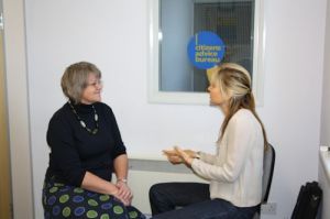 With volunteer manager Sarah Bellows